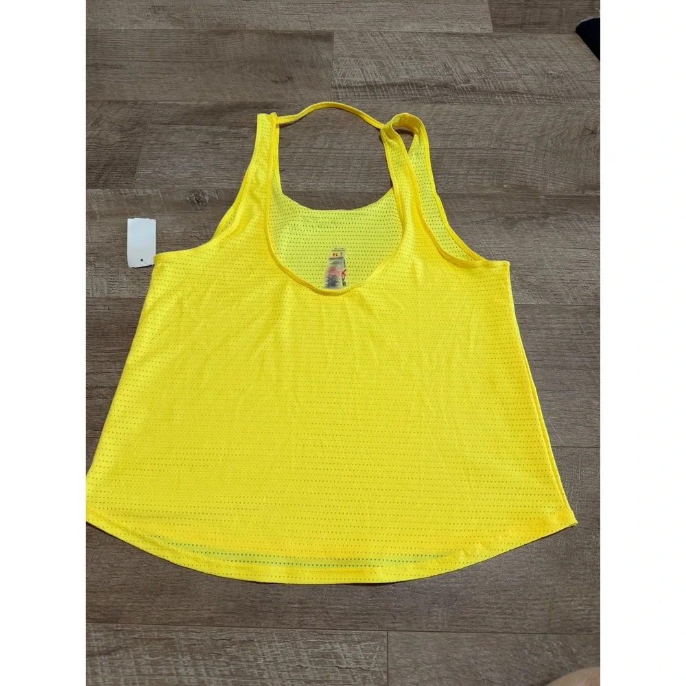 ZeroXposur Girls Neon Yellow Mesh Swim Cover Up‎ Tank Top Size L 14 Racerback